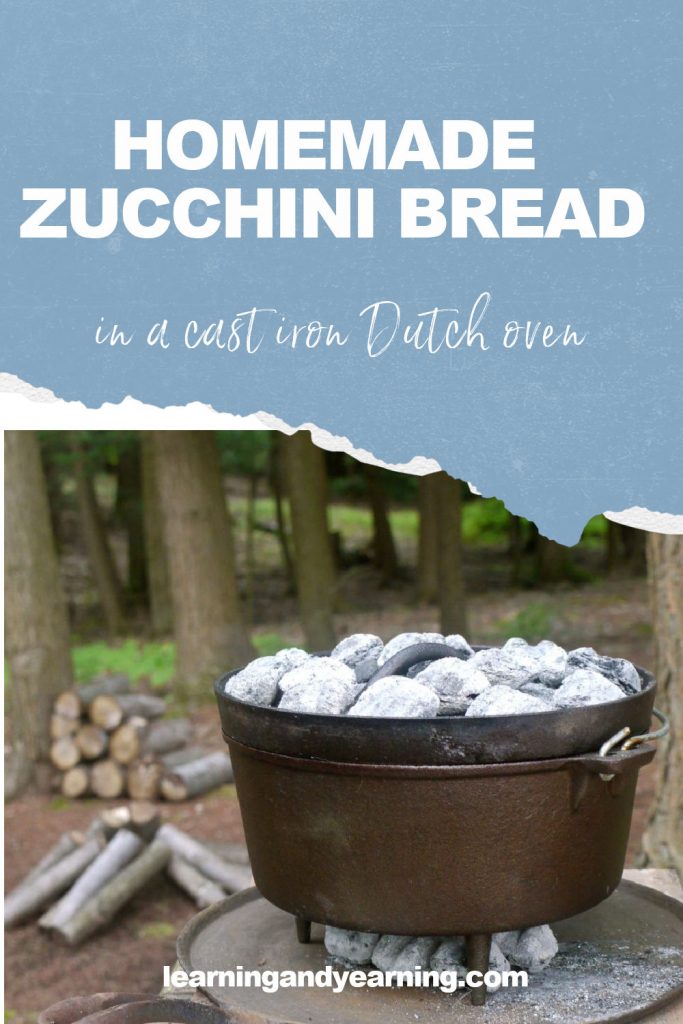 Homemade zucchini bread in a cast iron Dutch oven!
