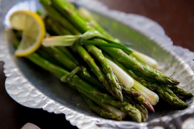 dish of roasted asparagus