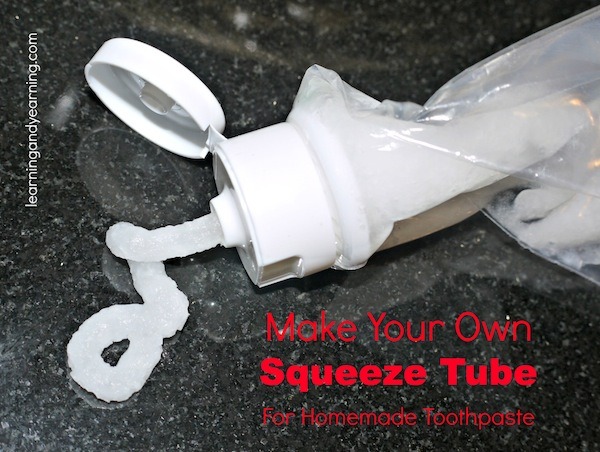 Making your own squeeze tube for homemade toothpaste is super simple. Give it a try!