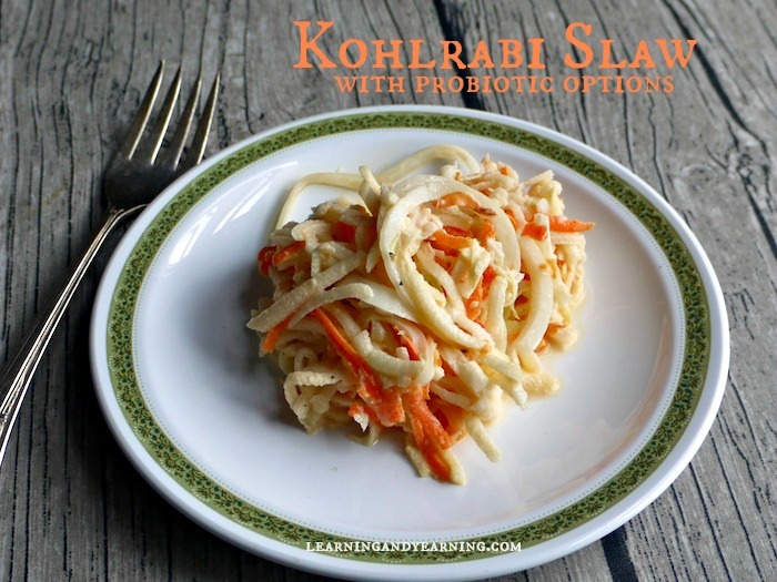 Kohlrabi Slaw is crisp, refreshing, and mild! A great way to use your garden or CSA produce.