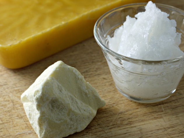 lotion bar ingredients - beeswax, cocoa butter or shea butter , coconut oil