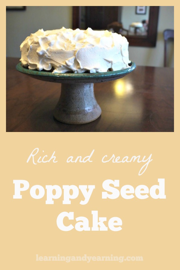 Perfect for celebrations - whip cream smothered poppy seed cake. Make it with pastured eggs, cream and butter and it can be a part of your real food diet! #poppyseedcake #recipe #realfood #poppyseeds
