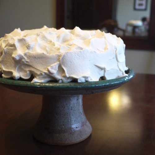poppy seed cake with maple sweetened whipped cream