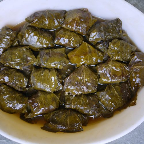 stuffed grape leaves made with wild foraged grape leaves