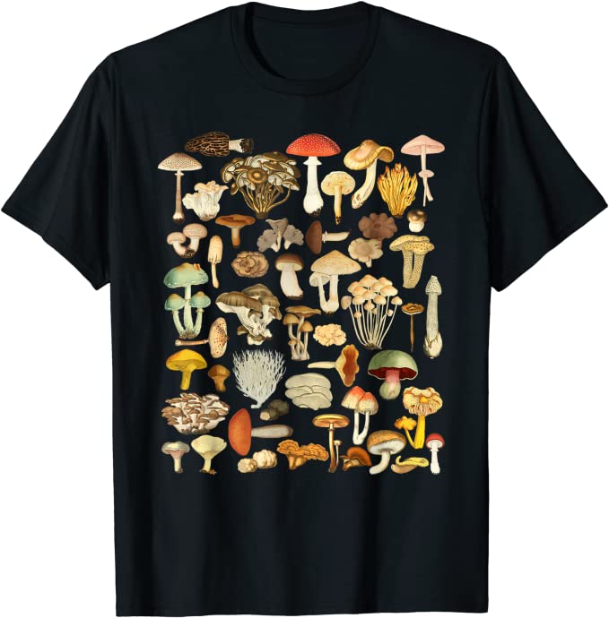 t-shirt with colorful mushrooms