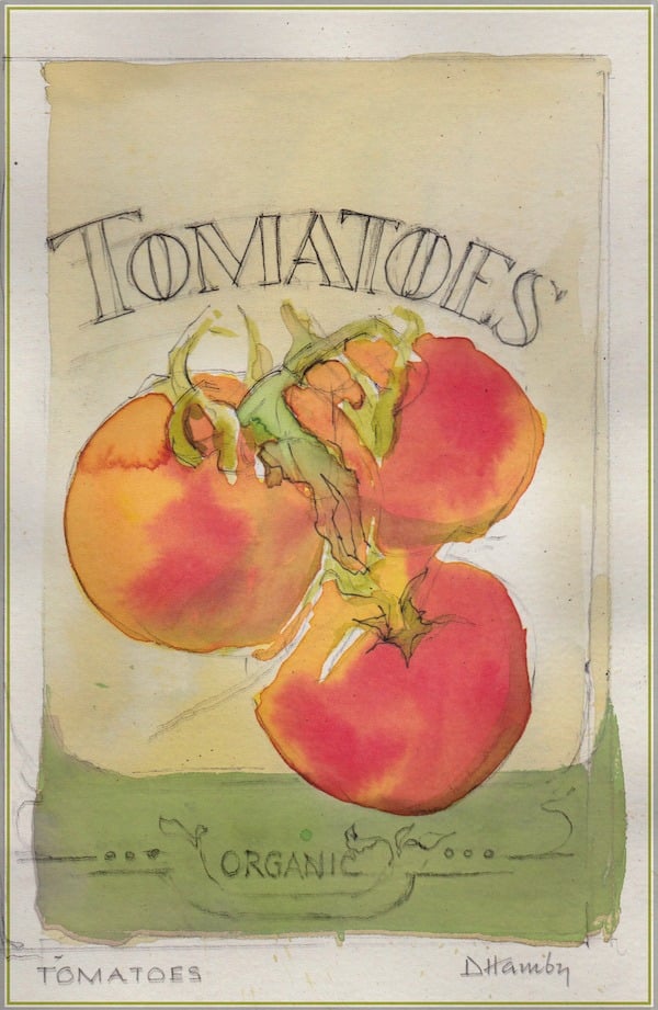 watercolor tomatoes